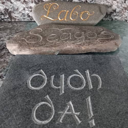 Three types of stone with different designs of carving